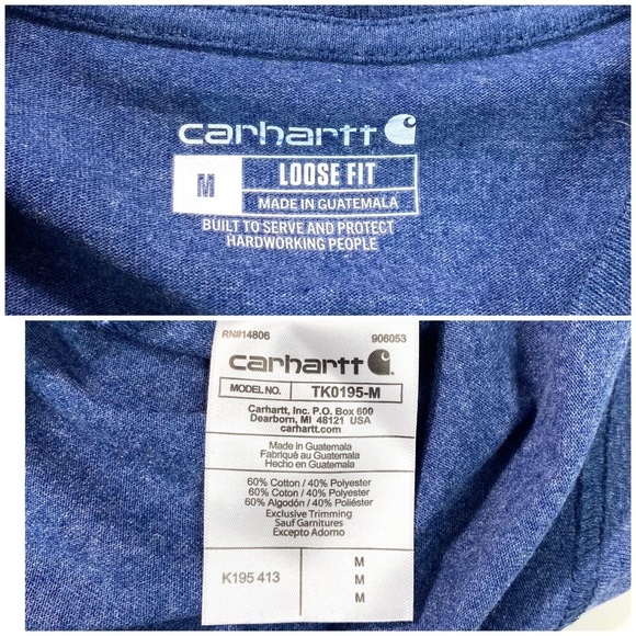 CARHARTT Carhartt Blue Neon Yellow Logo Short Sleeve T-Shirt Size M - Picture 5 of 7
